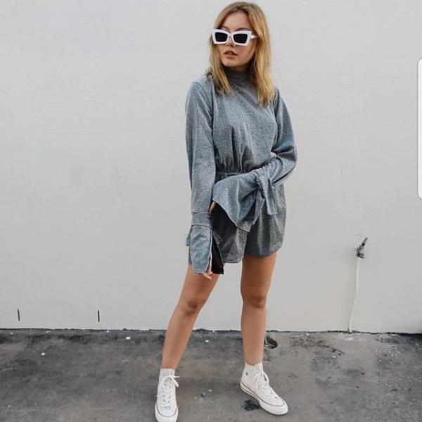 BSCI Trendy Fashion Sunglasses Women Rectangle Frame Clear Mirror Lens Glasses UV400