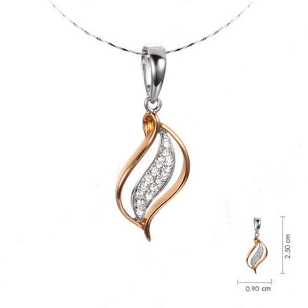 White Rose Gold Two Tone Classic Pendant Necklace for Women Gift (GDN009)
