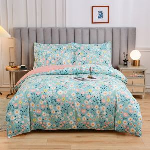 White 4 Piece 100% Cotton Quilt Bedding Set Customized Color Comforter Bed Sheet