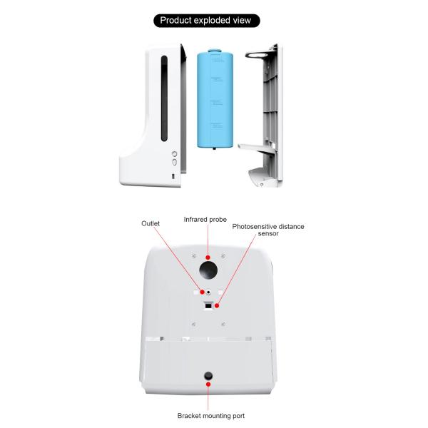 Temperature Measurement Touchless Hand Sanitizer Dispenser 1000ml