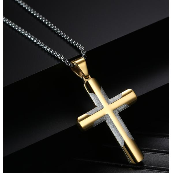 Provide Mould Making Fashion Cross Pendant Gold and Titanium Prayer Choker for Men Stainless Steel Necklaces