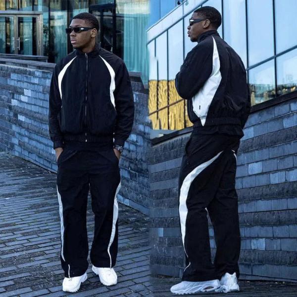 Customized Logo Oversized Windbreaker Tracksuit Men's Nylon Sweatsuit Antistatic