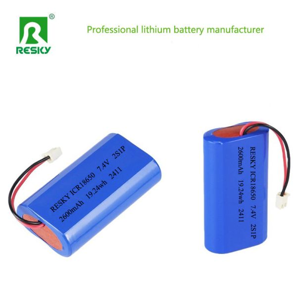 Rechargeable 18650 lithium battery Battery Pack 2600mAh 7.4V 19.24wh lipo battery pack