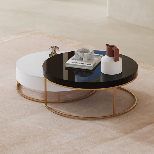 0.91m3 SS Coffee Table Sturdy Wood Top Home Tea Table