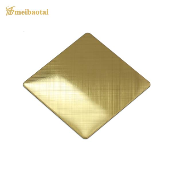 1219x2438mm Hairline Stainless Steel Sheet Gold Color Coating Decoration