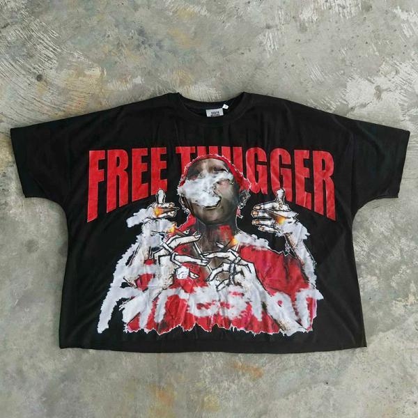 Custom Acid Wash Vintage T Shirt Cropped t Shirt Digital Printing Drop Shoulder Oversized Boxy t Shirt for Men