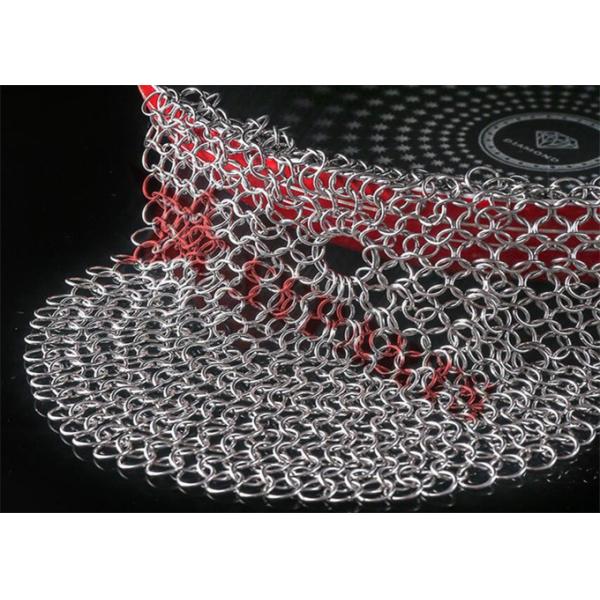 6'' SS Round Cookware Chainmail Scrubber Cleaning Cast Iron Pan 0