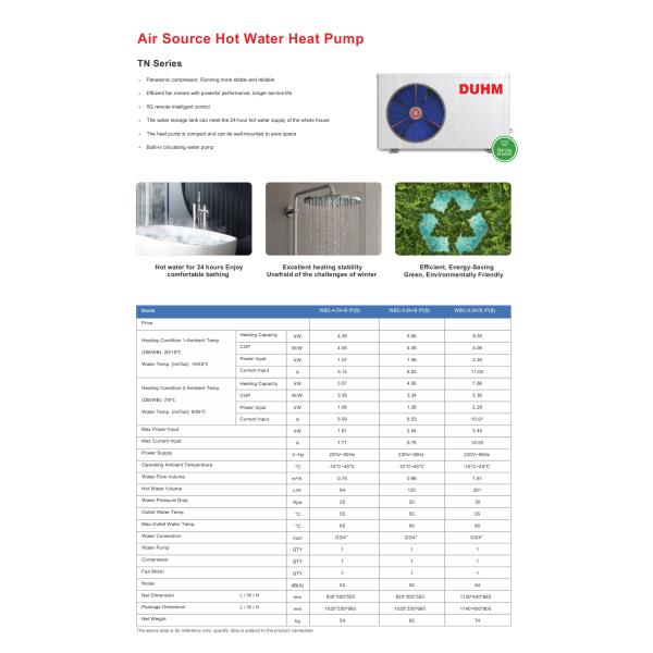 DUHM Household 4.5kw R410A Electric AC Air Source Heat Pump Hot Water Heater with Water Pump