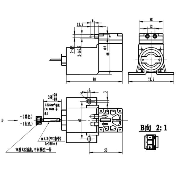 800ml / Min 12V DC Motor Pump Electric Diaphragm Mini Brush Plastic Type Low Heat