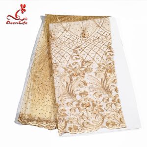 Evening Dresses flower gold embroidered beaded fabric