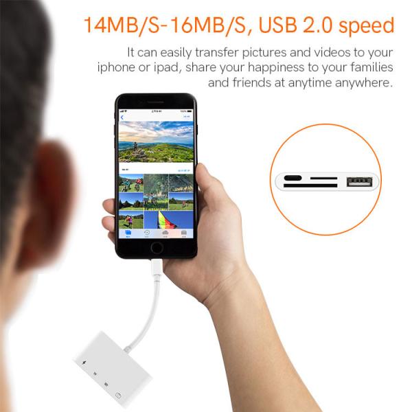 4 In 1 ABS OEM USB 2.0 OTG Adapter Lighting Camera Connection Kit