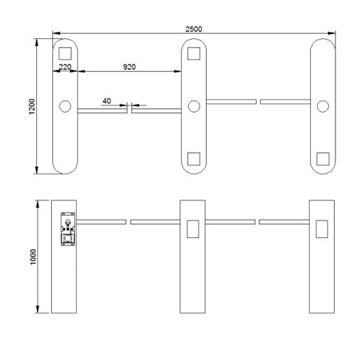 IP55 Drop Arm Turnstile Entrance Access Control System Anti Crawl LED Indicators
