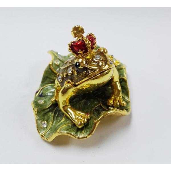 Leaves the frog shape trinket box with rhinestone for lovely jewelry box