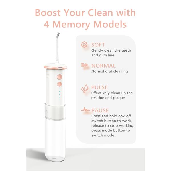 Travel Cordless Mini Water Flosser 30PSI - 110PSI Water Pick Teeth Cleaner
