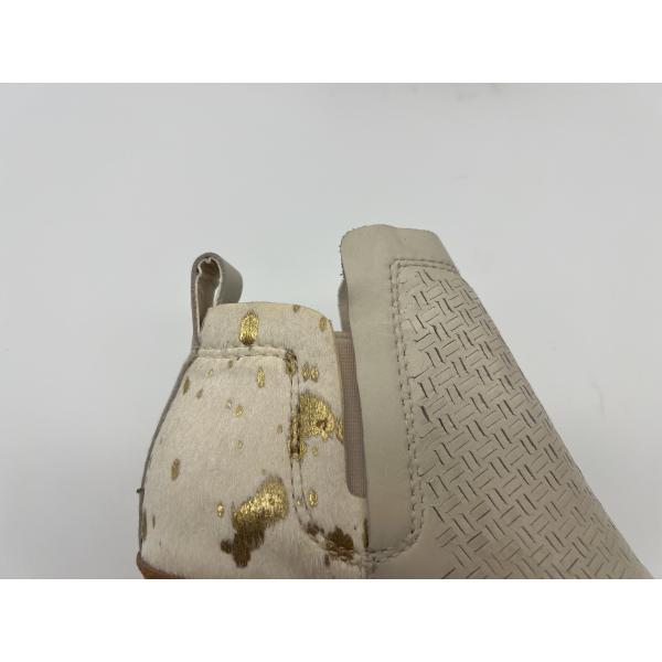 Abs heel with TPR outsole,soft crack suede leather and metallic hair leather Womens Dress ankle Boots