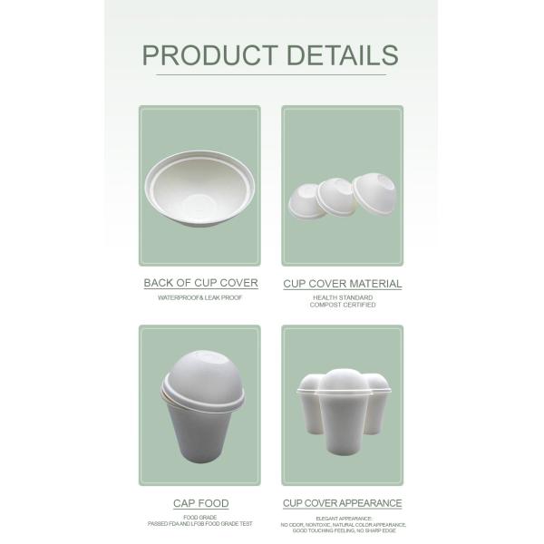 Eco Cup Cover Compostable Bagasse Fiber 90Mm Snack Cup Lids Paper For Hotel Cold Milk