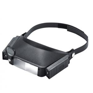 MG81007 Portable 2 LED 1.5x 3x 6.5x 8x Helmet Magnifier Glass,Headset Magnifying Glass