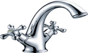 Chrome plated Basin Faucet with Ceramic valve core, Cross Handles
