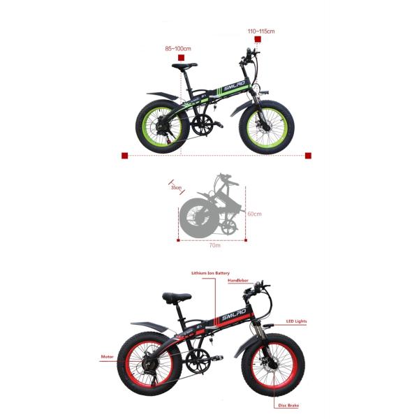 Disc Brake 20 Inch Folding Electric Bike , Brushless Geared 500w Fat Tire Ebike
