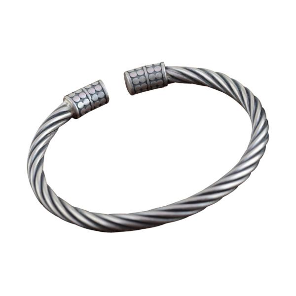 Sterling Silver Chunky Wire Cable Cuff Bracelet Women Retro Bangle (SZ0002)