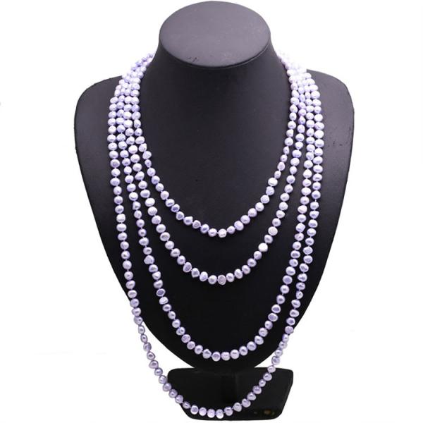 Purple 7-8mm Freshwater Cultured Baroque Shape Pearls Necklace (FN08285PURPLE)