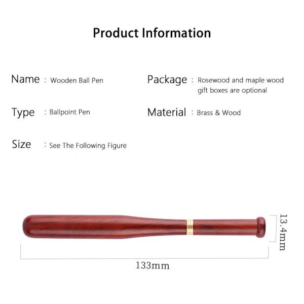 Creative Baseball Bat Wooden Ballpoint Pen Rosewood Maple Wood Gift Ball Pen