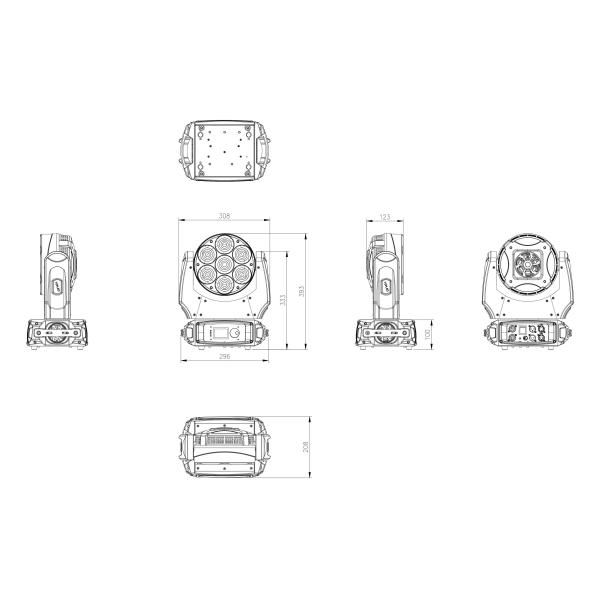 7 × 30W RGBW 4 In 1 Pixel Control LED Beam Moving Head Light