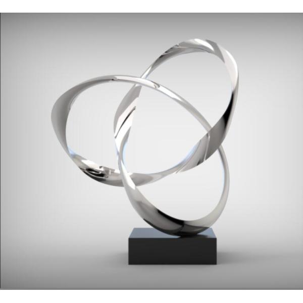 Mirror Abstract Stainless Steel Intertwined Rings Sculpture Modern Art Decor for Home & Office
