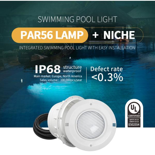 PAR56 1700LM Circular UL Swimming Pool Light With Niche