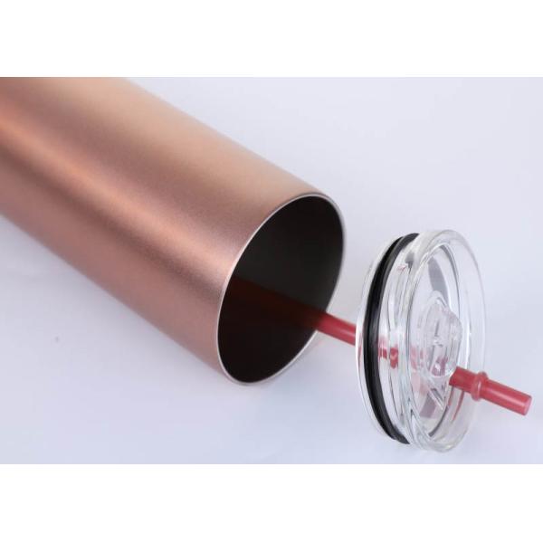 20oz Kitchen Household Items Skinny Insulated Tumbler Cups With Colored Straw