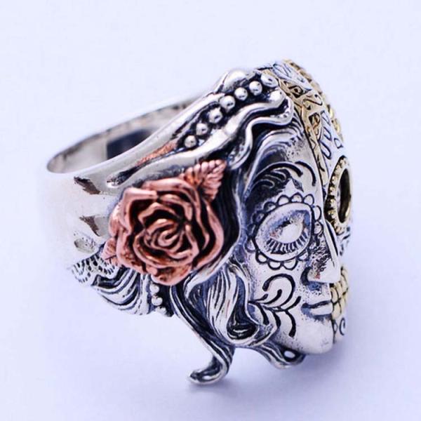 Angels and Demons Skull Style Thai Sterling Silver Men Ring(XH057006W)