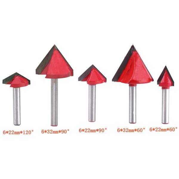 Carbide-Tipped V-Groove Router Bits for Wood Plastic Aluminum