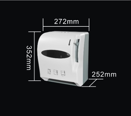 Level Push Activated Roll Paper Hand Towel Dispenser, ABS plastic, White color, wall mounted