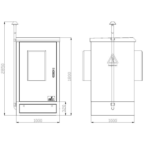 Two Compartments Outdoor Telecom Cabinet 30U 19" Rack For Base Station