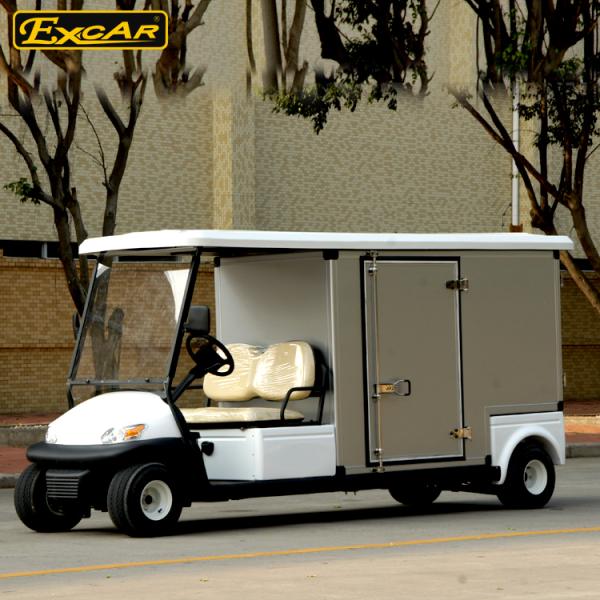 EXCAR White Electric Utility Carts Food Cart With Two Seater E-KEY Deep Cup Holders with Customized Cargo