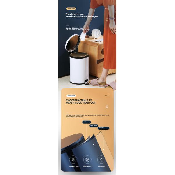 Steel and Pp Pedal Trash Can Bathroom Bin With Toilet Brush for Kitchen Recycling Storage for Household Items