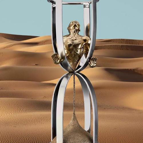 Modern Decor Metal Creative Hourglass Man Stainless Steel Sculptures