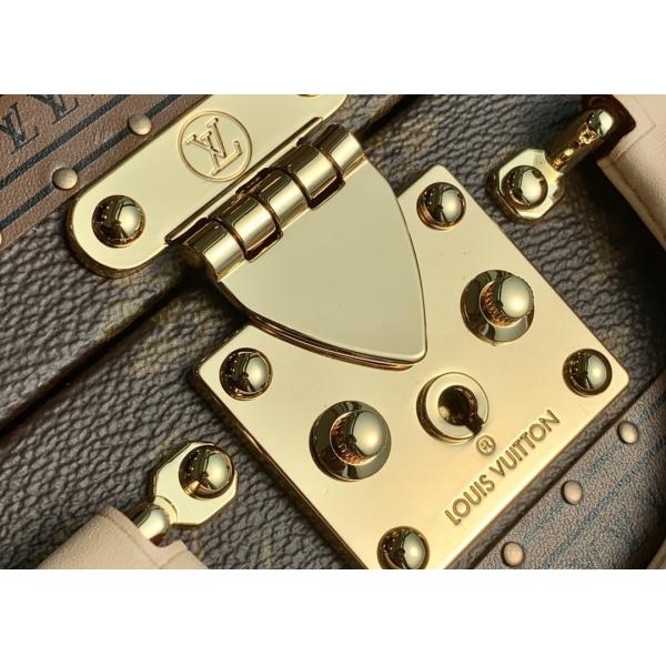 M45673 Printing Box Shape VALISETTE TRESOR Handbag With Lock Red Lining Bag