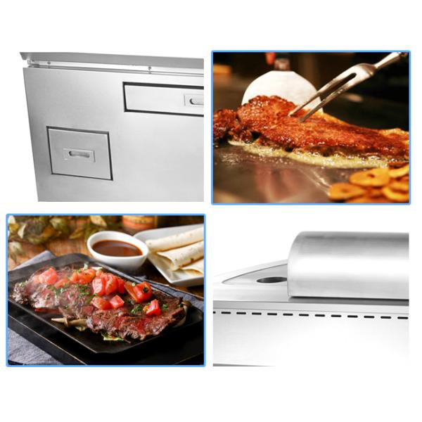 Gas Japanese Teppanyaki Stainless Steel Cooking Equipment Meet Griddle Vertical Grill For Hotel