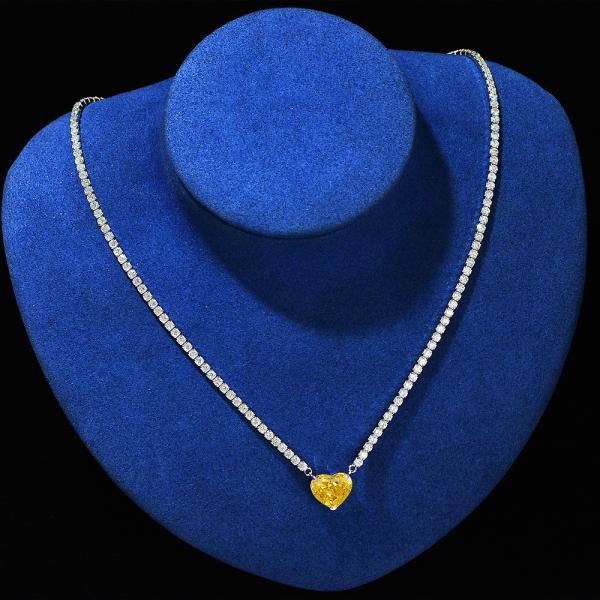 Elegant Heart Shape Aqua Blue 925 Sterling Silver Heart Gemstone Necklace