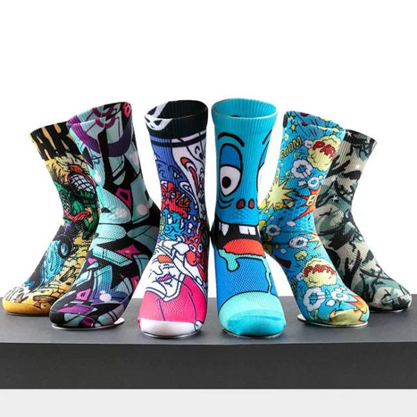 Custom Logo Sublimation Printed Socks Polyester 3D Printed Socks