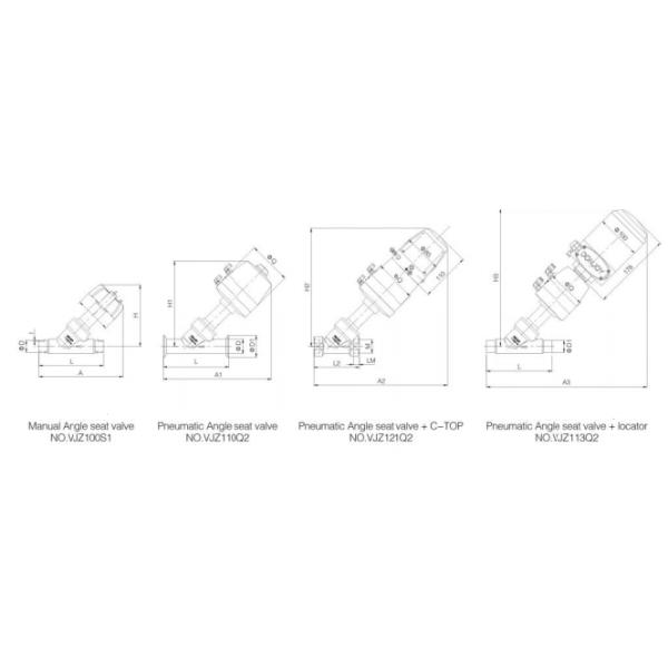 Plastic Pneuamtic Angle Seat Valve with Tri clamp end According ASME BPE