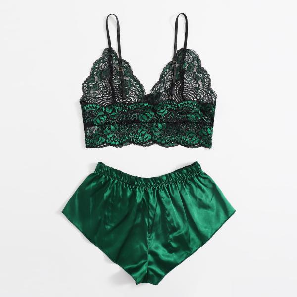 Mature Thin Sleepwear Silk Fabric Lace Bra Underwear Set Sexy Lingerie For Hot Girl