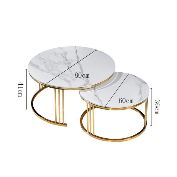Office Stainless Steel White Circle Marble Dining Table