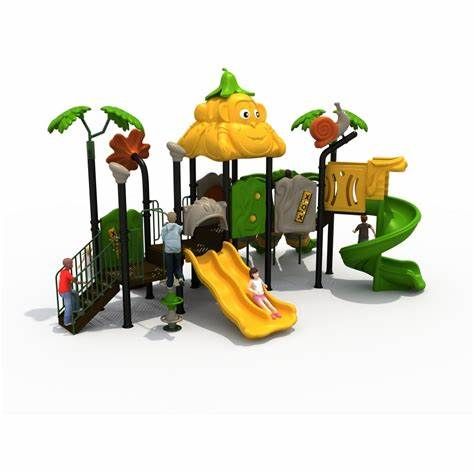 OEM Outdoor Playgroud Large Plastic Tree Playhouse With Spiral Slide Set