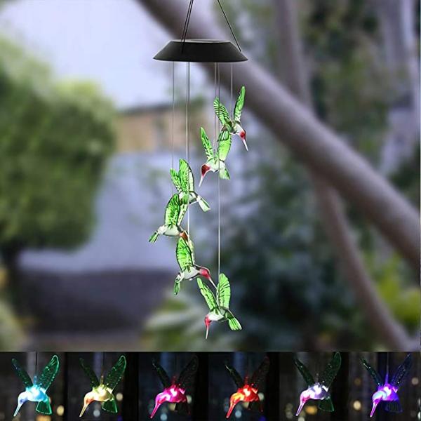 2700K Solar Hummingbird Wind Chime Solar Sensor 60 lm/w
