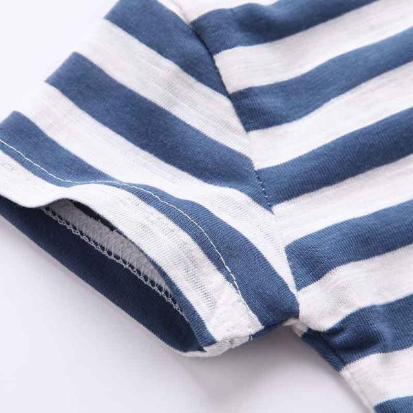 Striped 3 To 10 Years Kids Short Sleeve Shirt , Anti Shrink Kids Cotton T Shirts