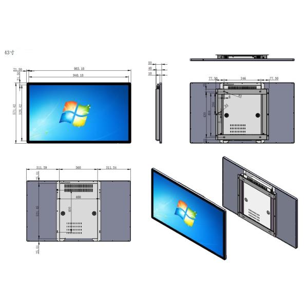 IP65 Metal Casing 43 Inch Big Touch Screen Computer Support Windows11 Linux Ubuntu