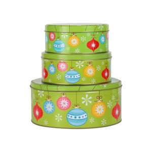 China Large Metal Cookie Tin Vintage Tin Boxes for Cookies Wholesale Round Tin Containers with Lids on sale