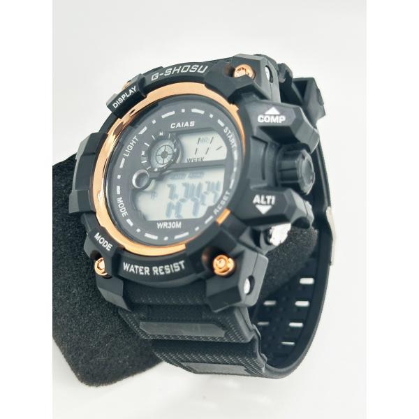 Digital Display Round Men Quartz Watch With Durable Buckle Clasp